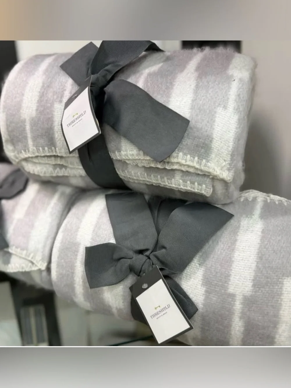 Threshold 50”x60” Cozy Stripe Throw Blanket - Gray & White